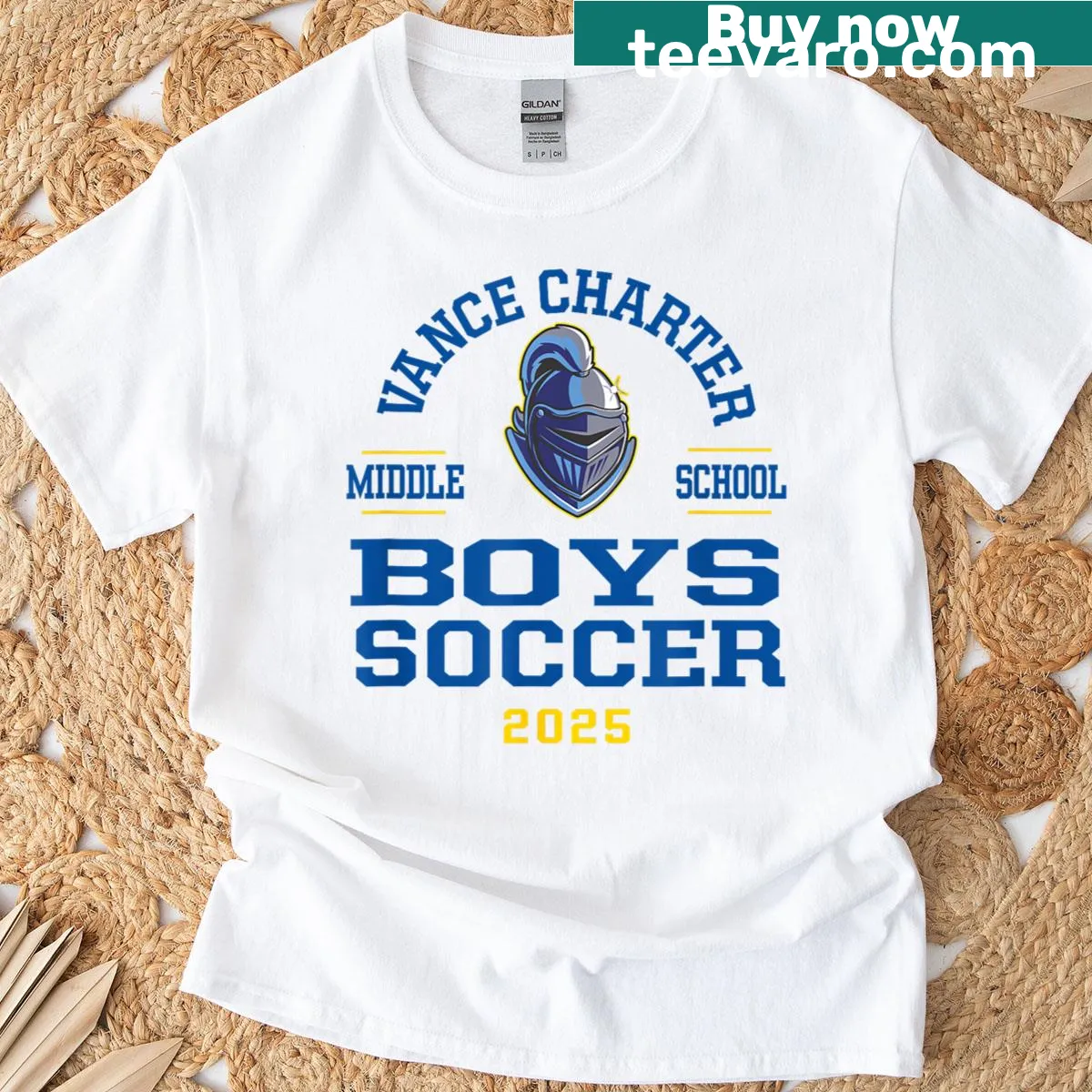 Vcs Knights soccer T-shirt for middle school boys — on a men's t-shirt