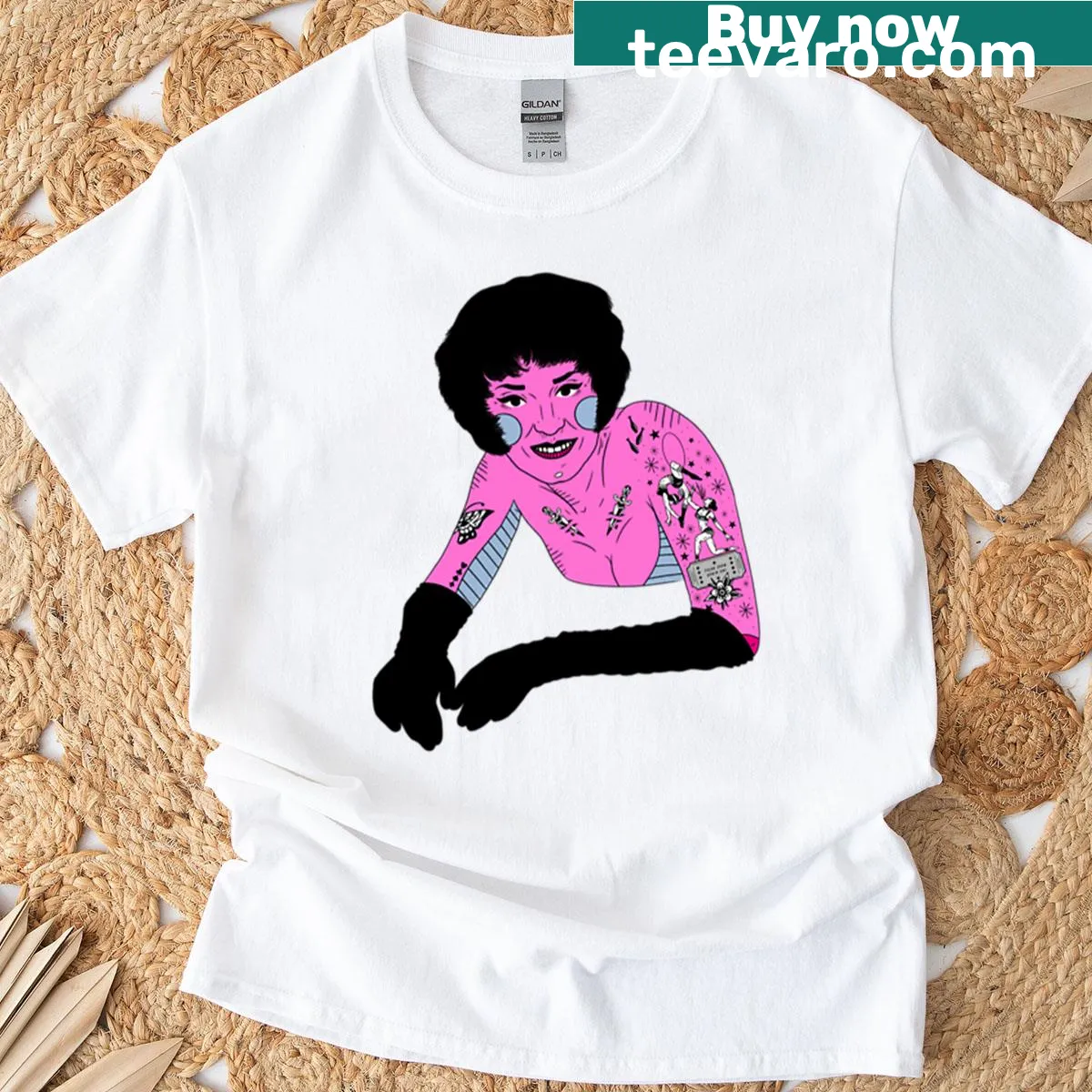 Vintage circus tattooed woman illustration on a T-shirt — on a men's t-shirt