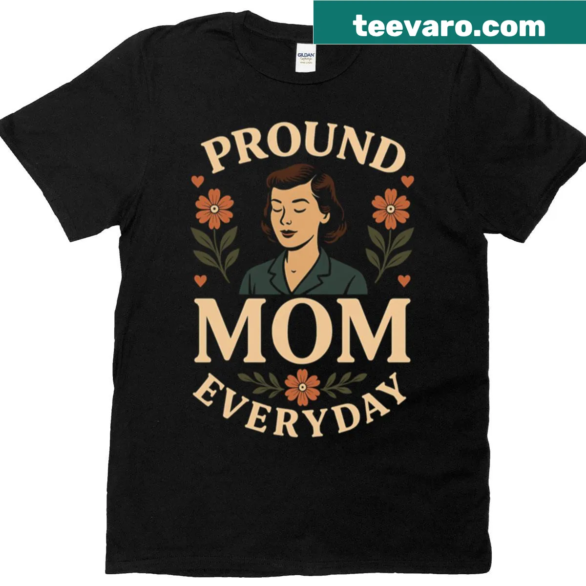 Vintage T-shirt for moms with floral heart design — on a men's t-shirt