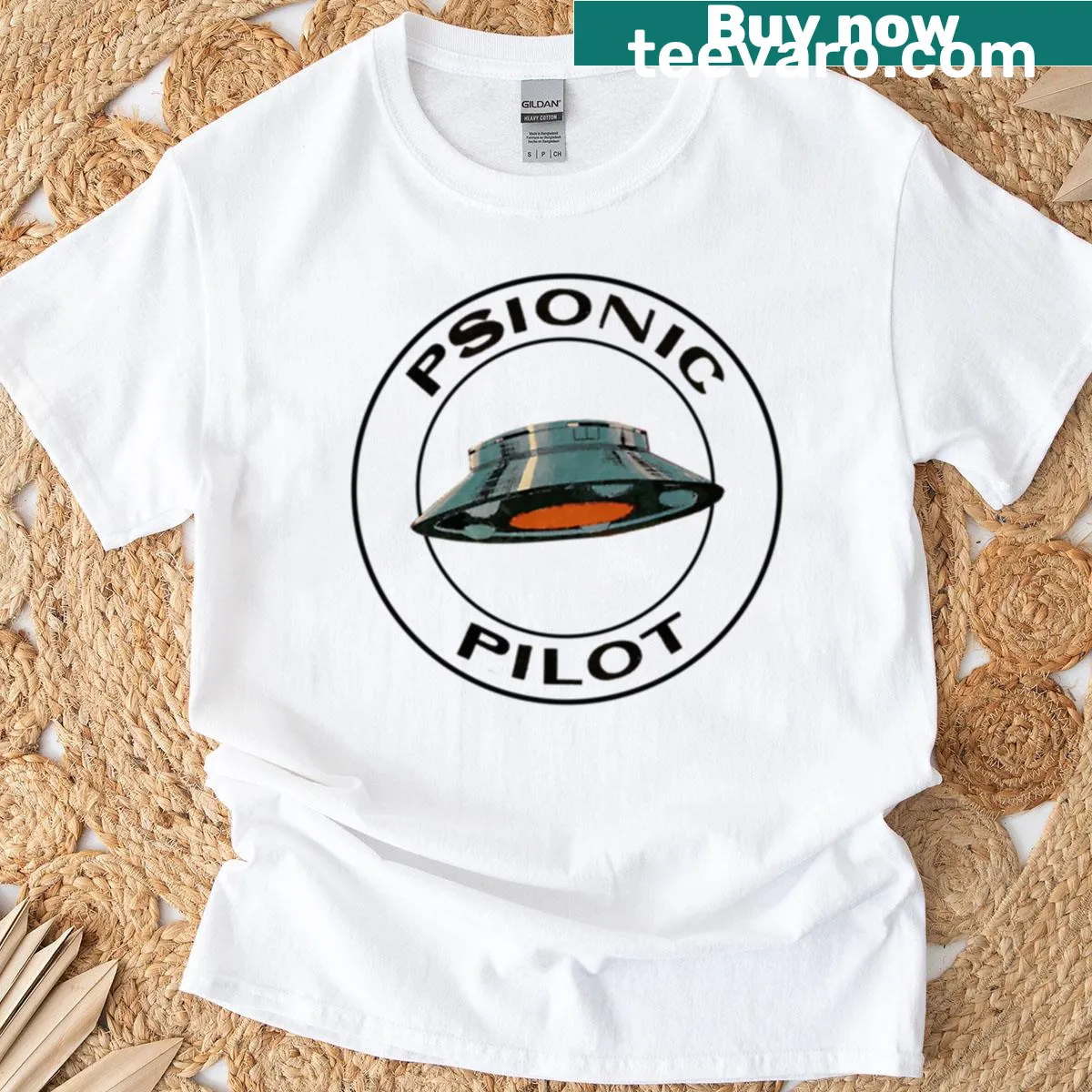 Distressed graphic of a Psionic Pilot on vintage-style T-shirt — on a men's t-shirt