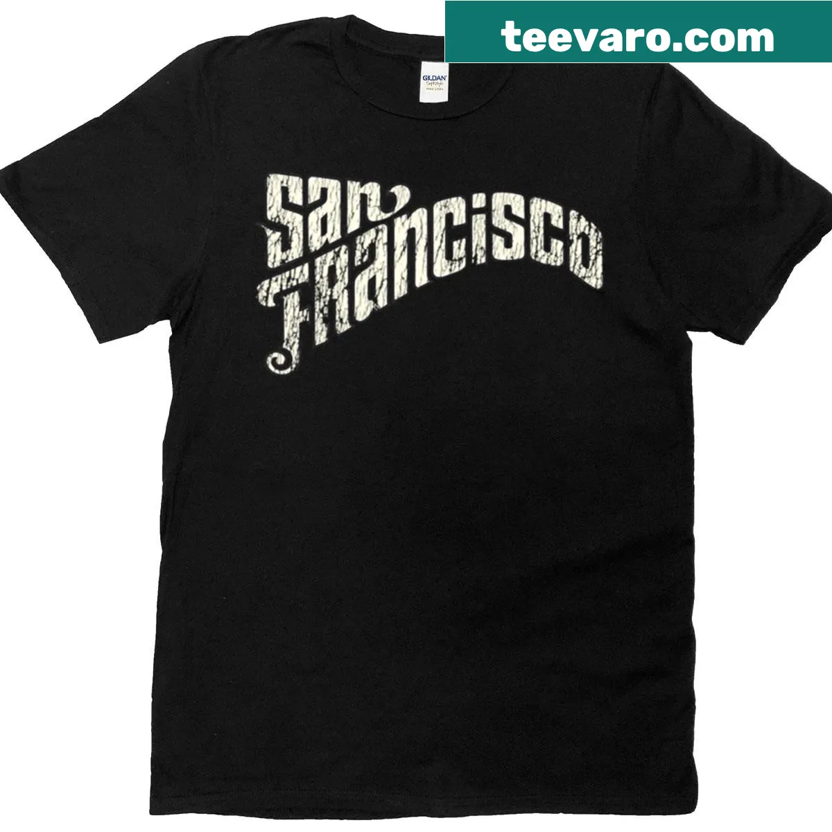 Vintage San Francisco illustration on a T-shirt — on a men's t-shirt
