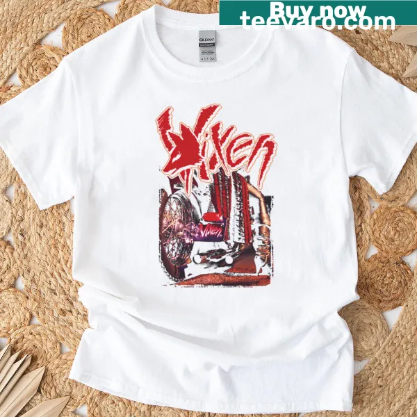Graphic of Vixen Band on T-shirt celebrating female rock musicians