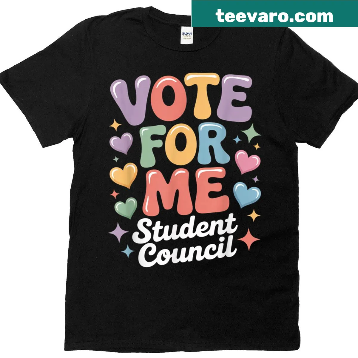 Vote For Me text on a student council election T-shirt — on a men's t-shirt