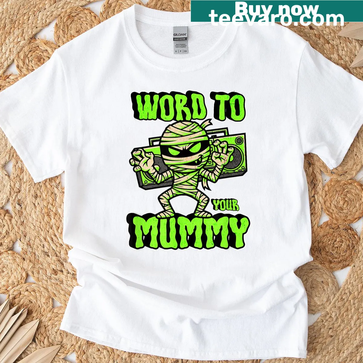 Cute Halloween T-shirt with Word To Your Mummy graphic — on a men's t-shirt