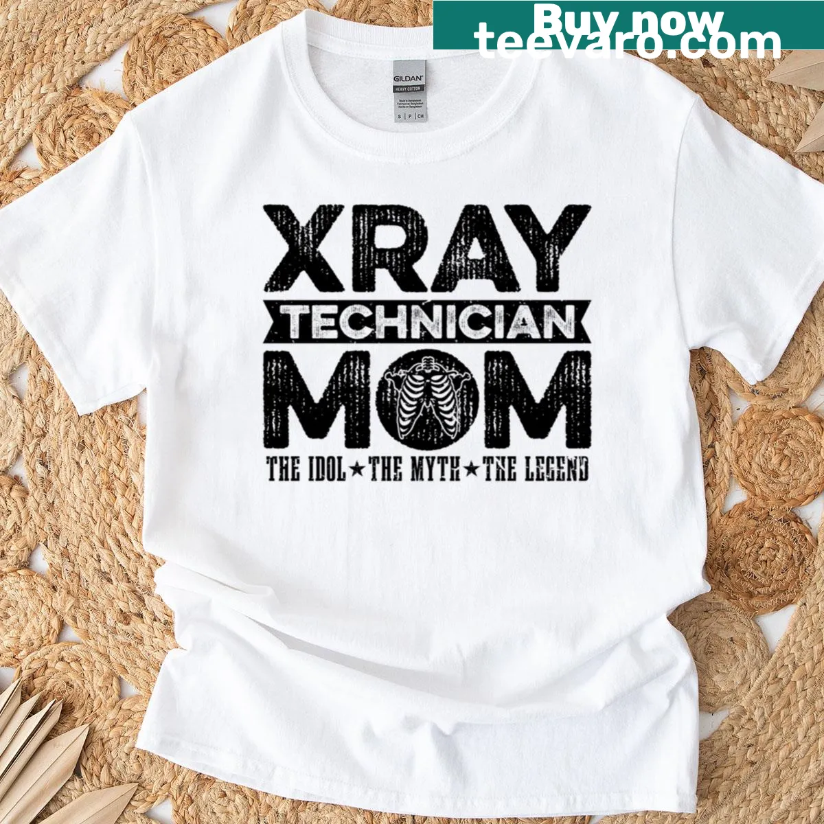 Inspirational X-ray Technician Mom T-shirt with bold text. — on a men's t-shirt