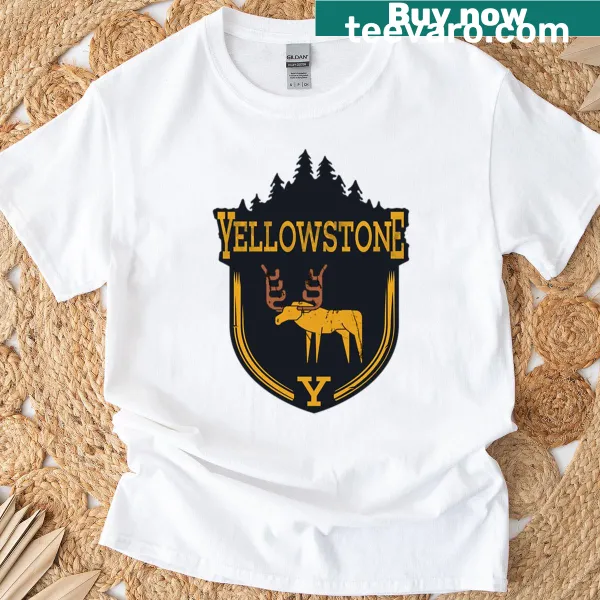 Illustrated Yellowstone National Park t-shirt featuring nature scenery