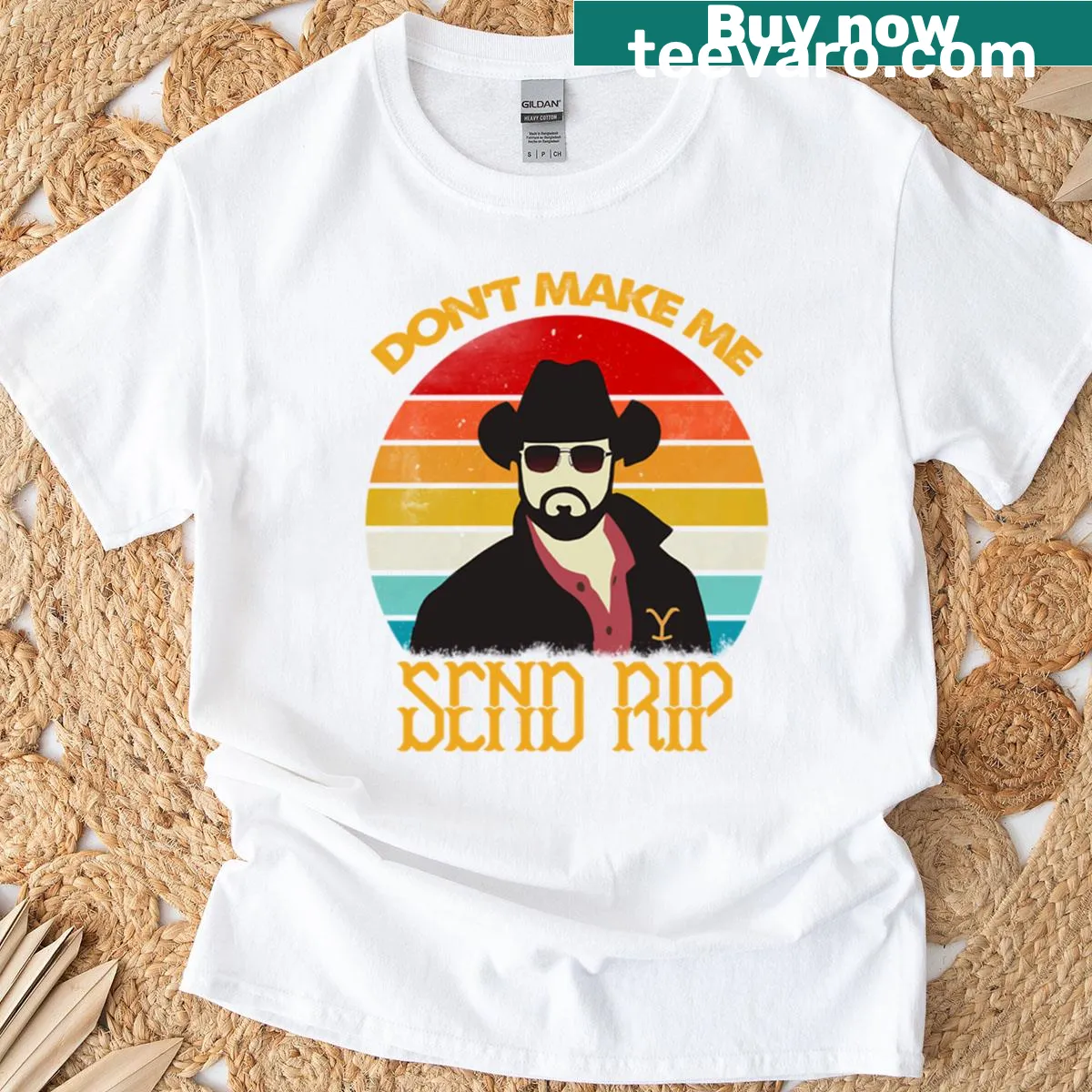 Nature-inspired Yellowstone Rip t-shirt with bold text — on a men's t-shirt