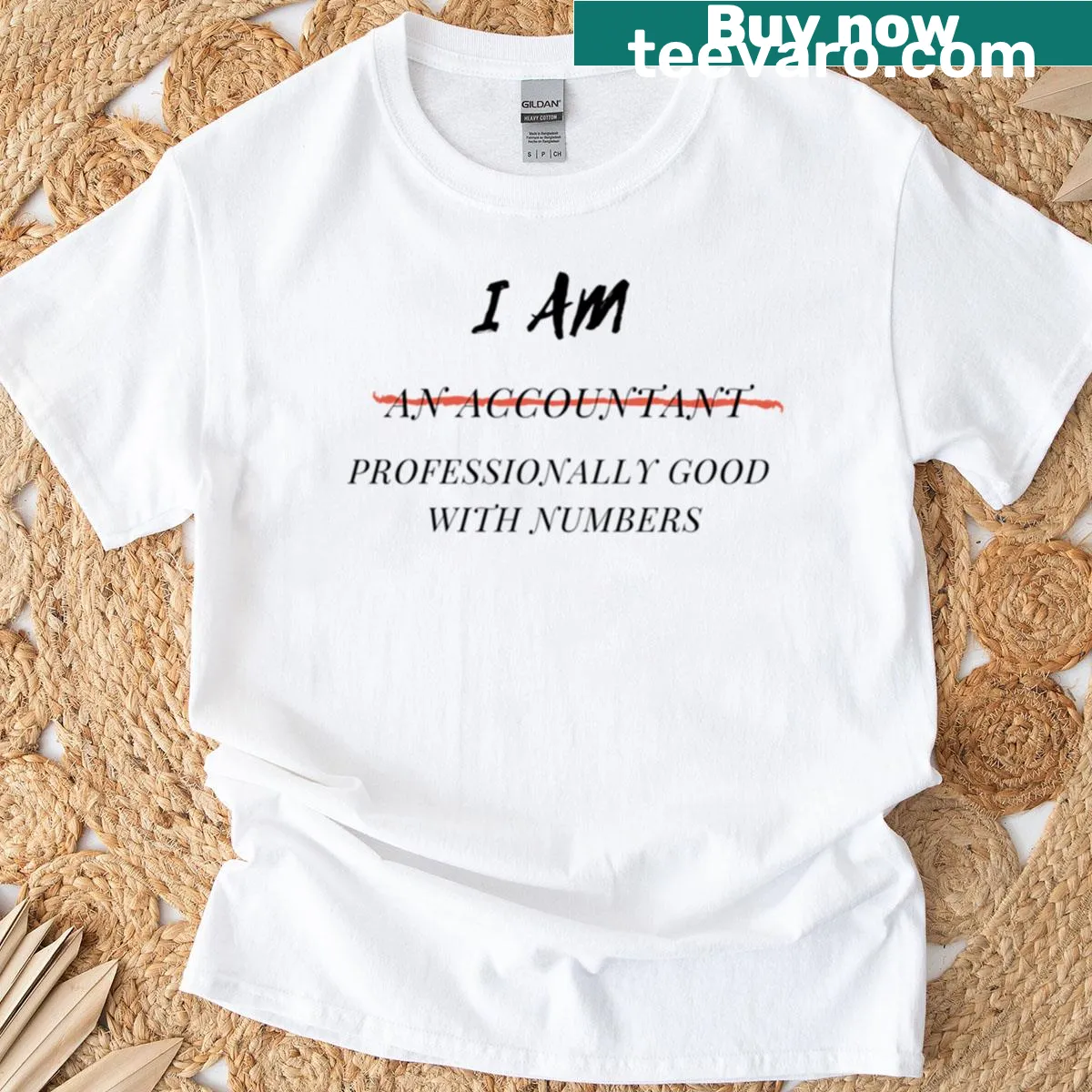 Accountant t-shirt featuring the phrase: Professionally Good With Numbers — on a men's t-shirt