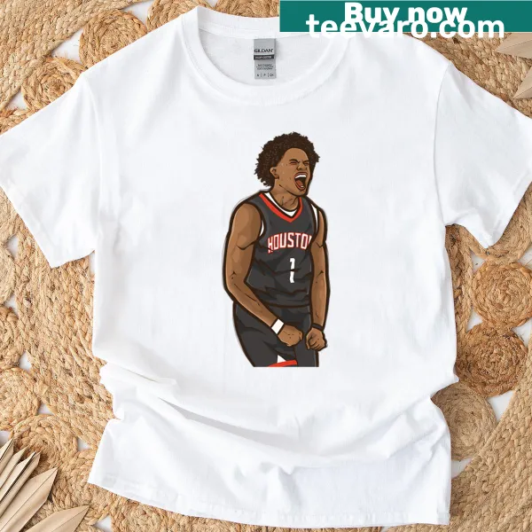 Cartoon graphic of Amen Thompson Flex on a bold typography shirt