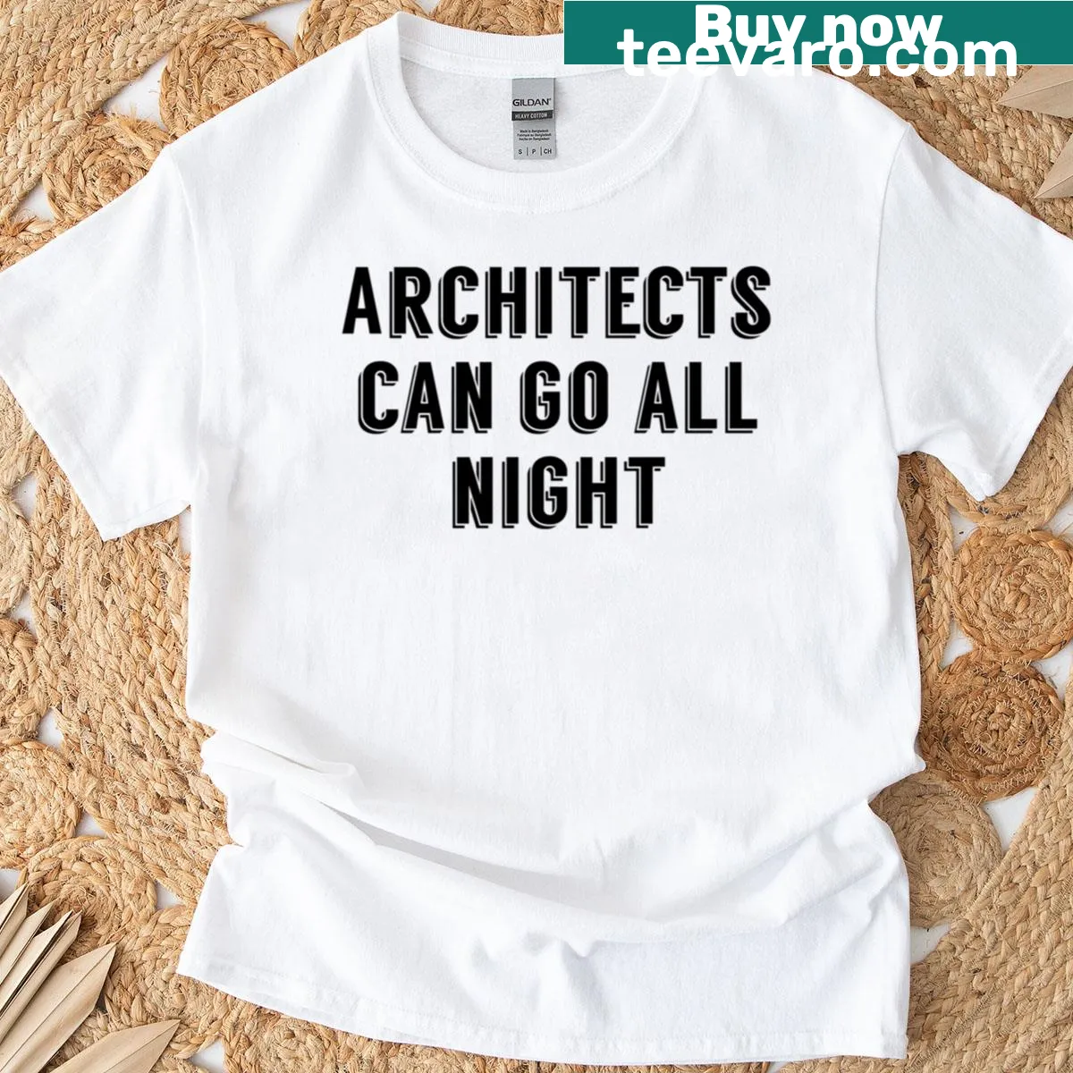 Inspirational t-shirt featuring 'Architects Can Go All Night' text — on a men's t-shirt