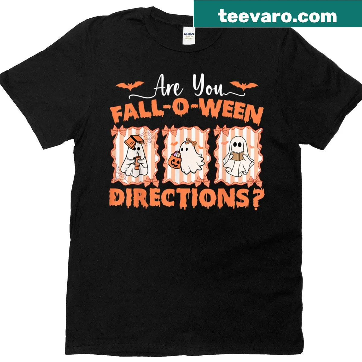 Funny teacher Halloween t-shirt with Fall O Ween phrase — on a men's t-shirt