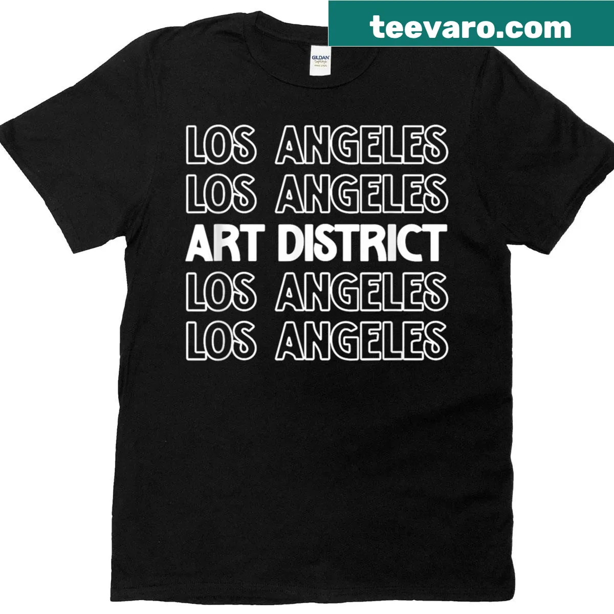 T-shirt featuring illustrations inspired by Los Angeles Art District culture — on a men's t-shirt