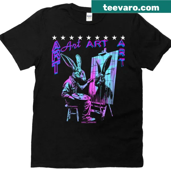 T-shirt featuring a charming art rabbit illustration