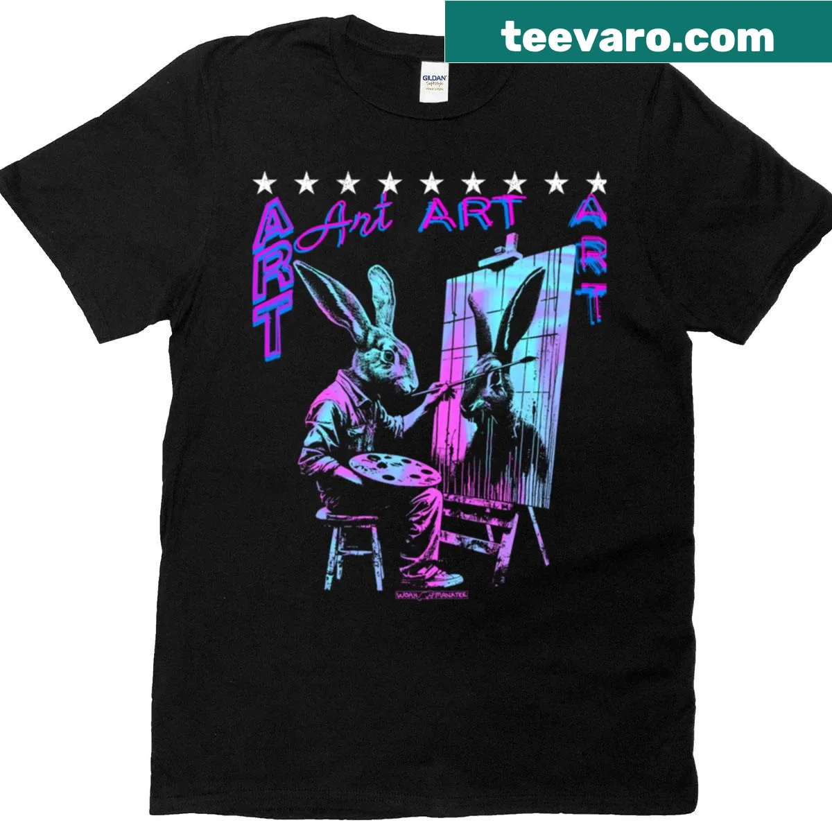 T-shirt featuring a charming art rabbit illustration — on a men's t-shirt