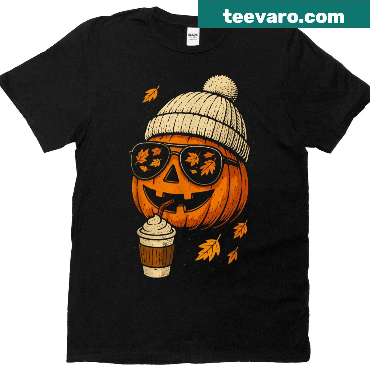 Funny T-shirt featuring a humorous jack-o-lantern design for Halloween — on a men's t-shirt
