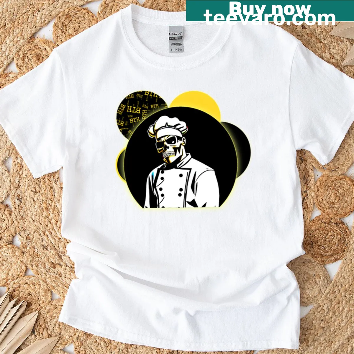 Funny T-shirt declaring the wearer a badass chef, ideal for culinary enthusiasts. — on a men's t-shirt