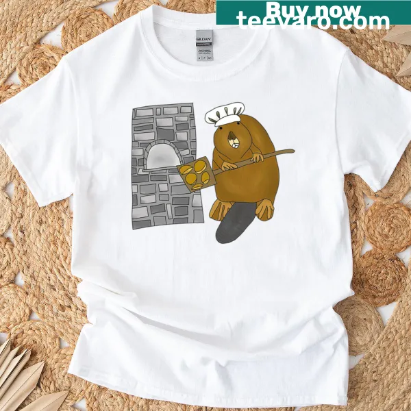 Illustration of a beaver baker on a casual T-shirt