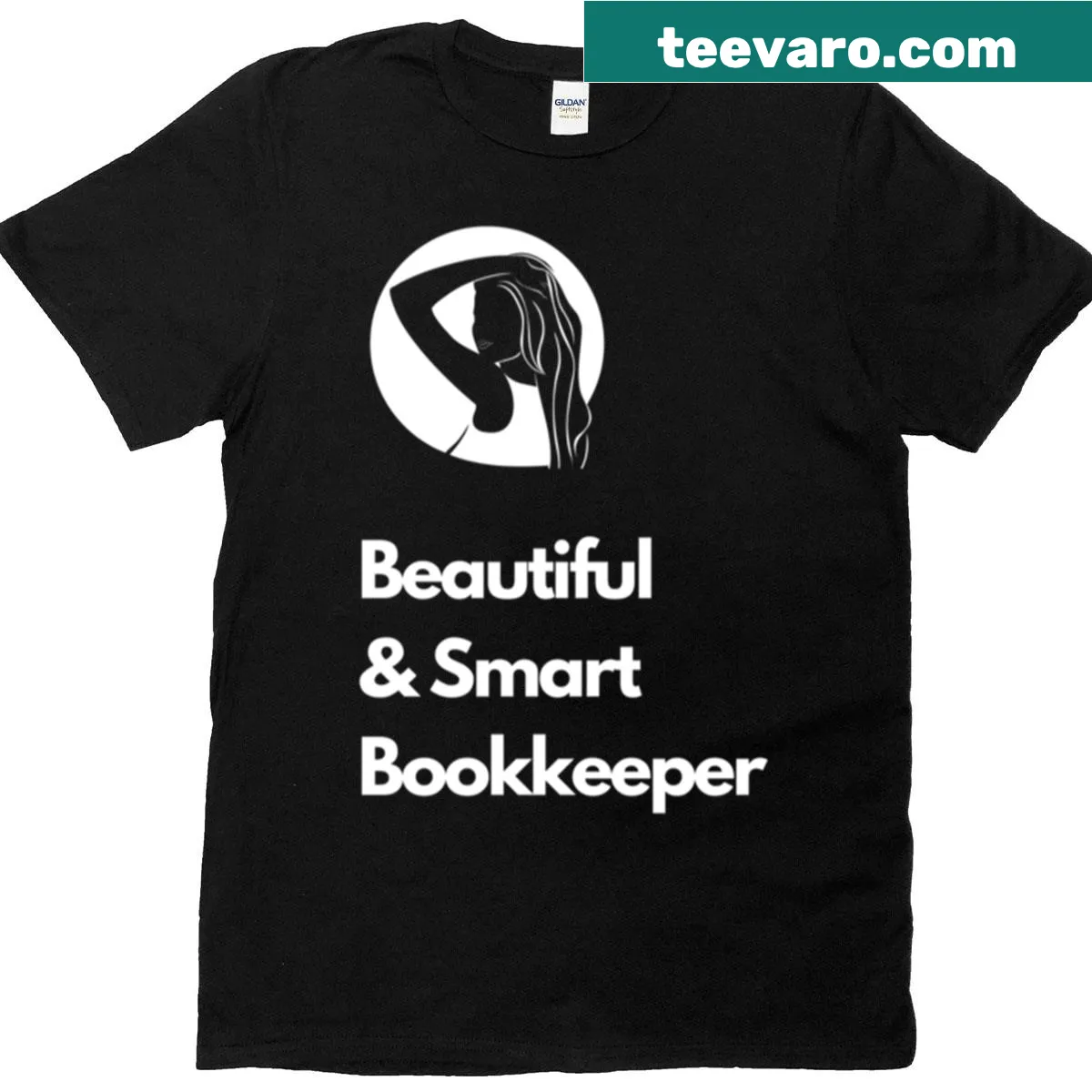 Elegant typography T-shirt for bookkeepers with 'Beautiful And Smart' text — on a men's t-shirt