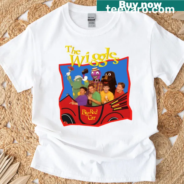 Cartoon T-shirt featuring a big red car design for kids.