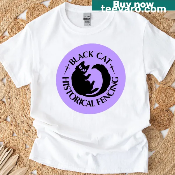 Minimalist black cat silhouette logo on a solid T-shirt
