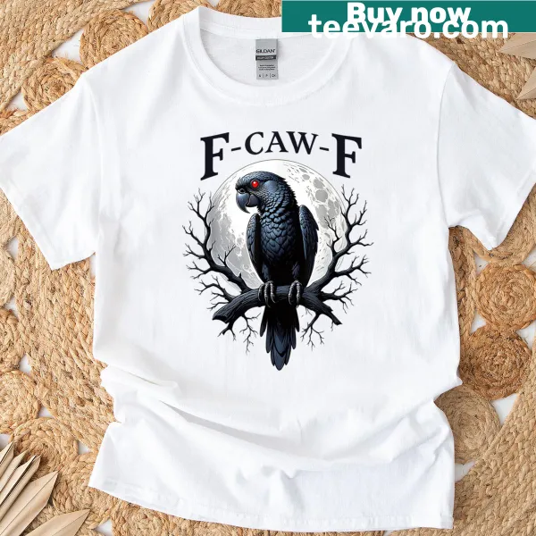 Funny black parrot graphic on a casual T-shirt