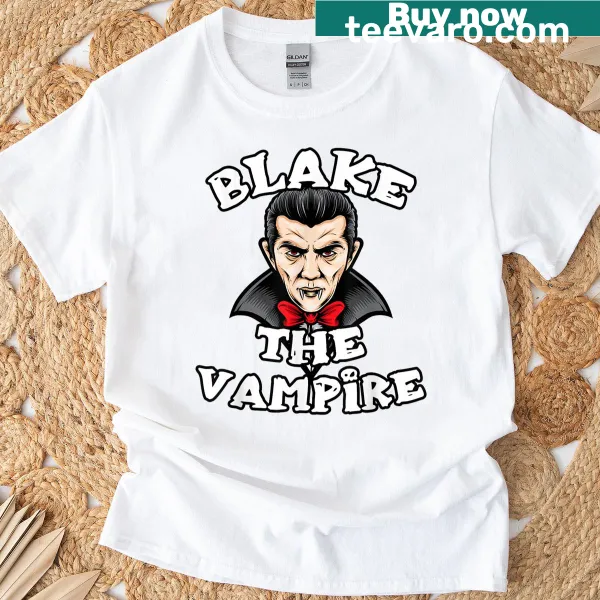 Simple Halloween t-shirt featuring Blake The Vampire graphic.