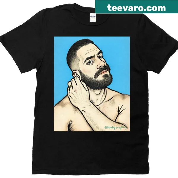 Text graphic stating 'Bold And Bearded' on a casual T-shirt