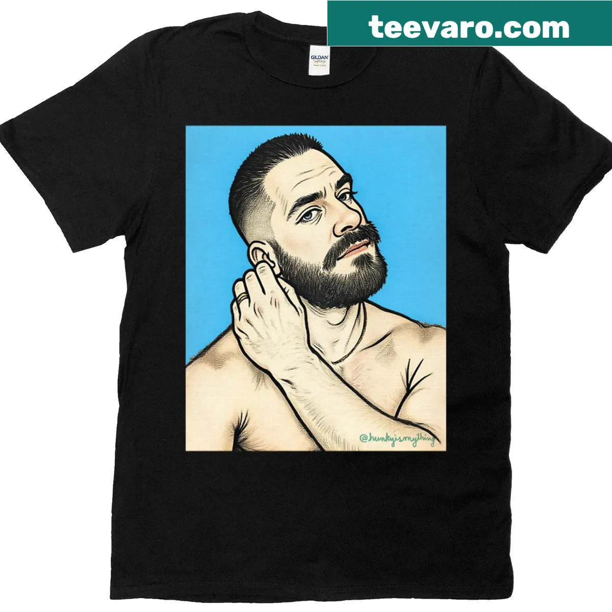 Text graphic stating 'Bold And Bearded' on a casual T-shirt — on a men's t-shirt