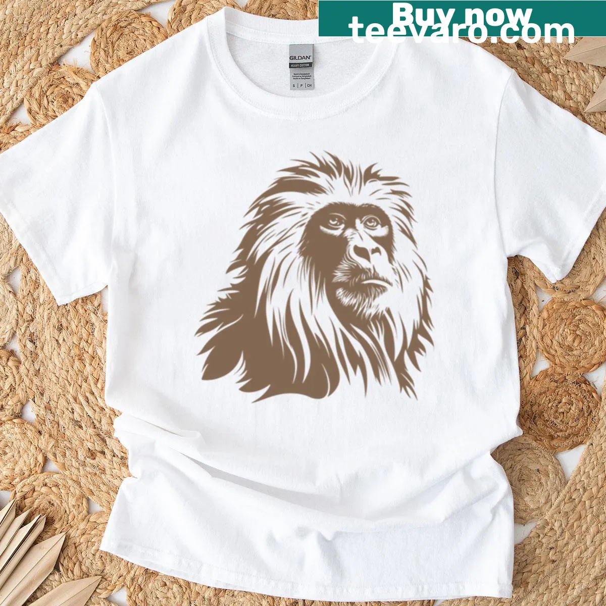 Bold baboon silhouette design on a minimalist t-shirt — on a men's t-shirt