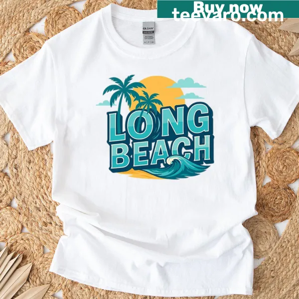 Bold Long Beach typography T-shirt design.