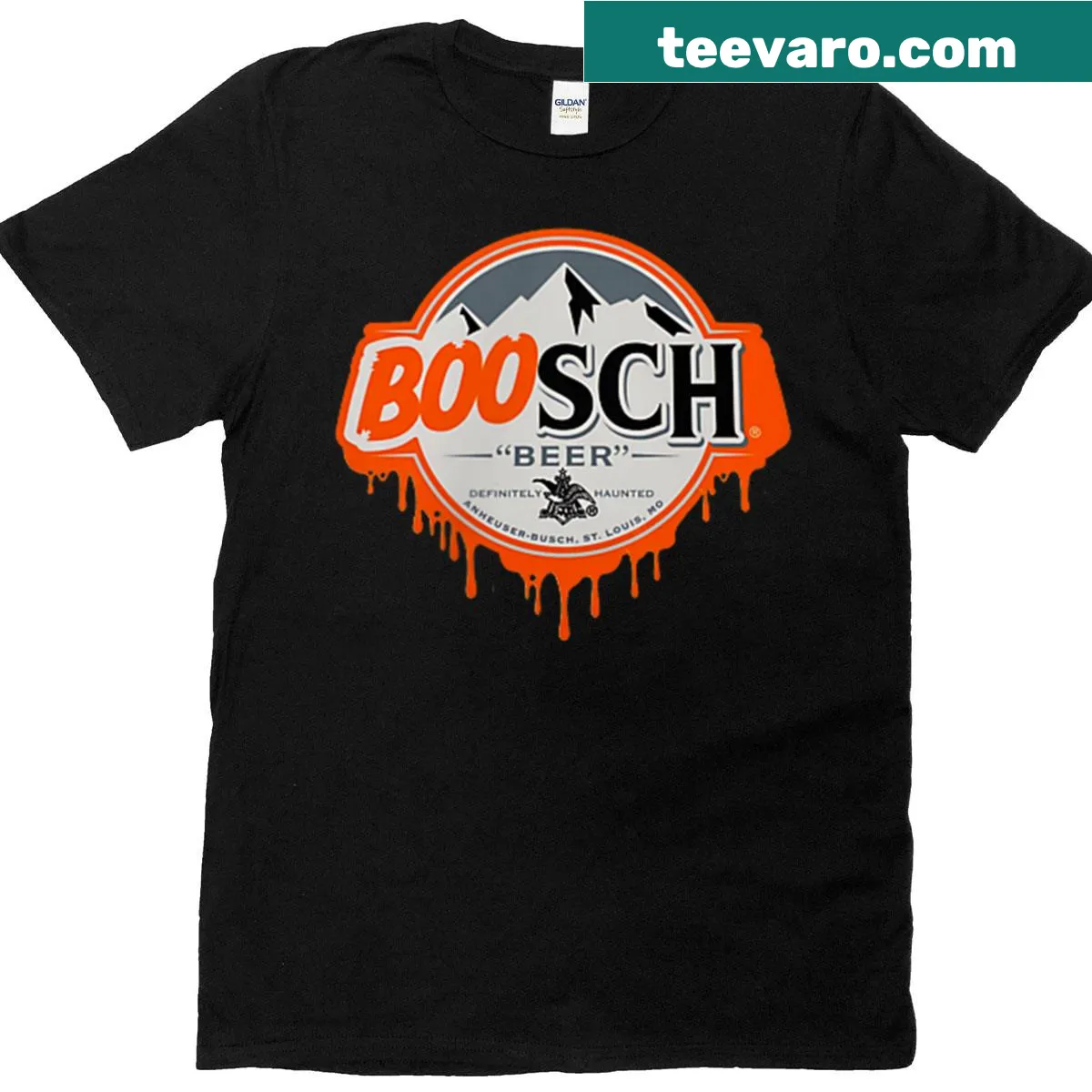 Funny Halloween t-shirt with ghost and beer graphics — on a men's t-shirt