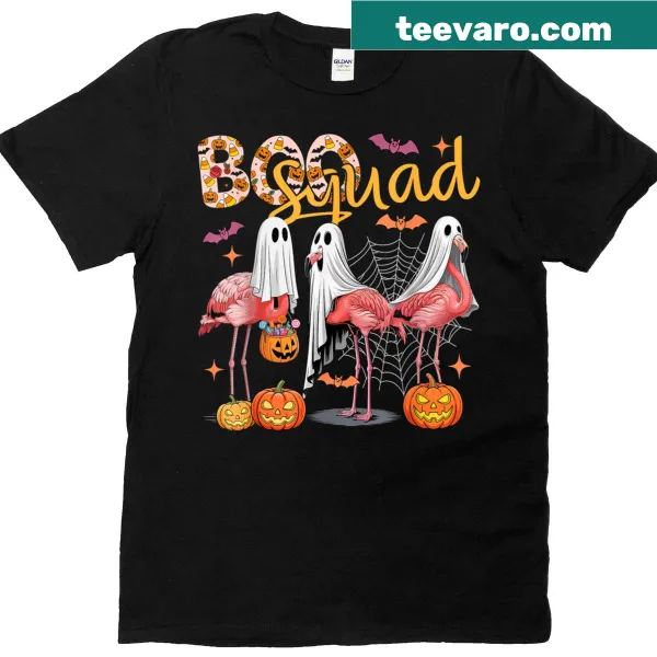 Three cute flamingo ghosts in costume for Halloween