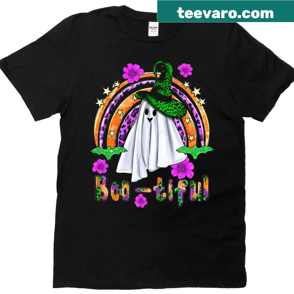 Retro ghost witch graphic on a Halloween t-shirt