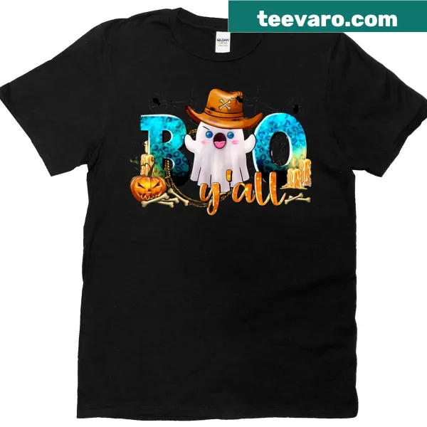 Ghost with cowboy hat on Halloween t-shirt