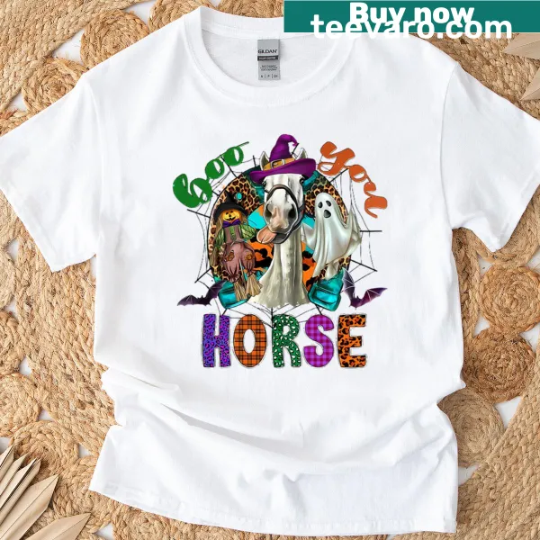 Funny Halloween horse rider illustration for a spooky farm-themed shirt