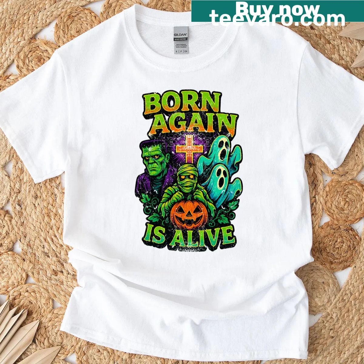 Vintage monster graphic on Halloween T-shirt. — on a men's t-shirt