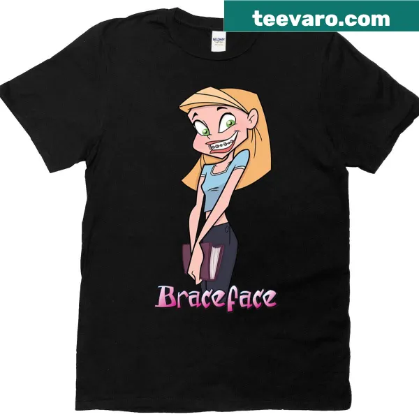 Pink T-shirt featuring the playful 'Braceface' graphic