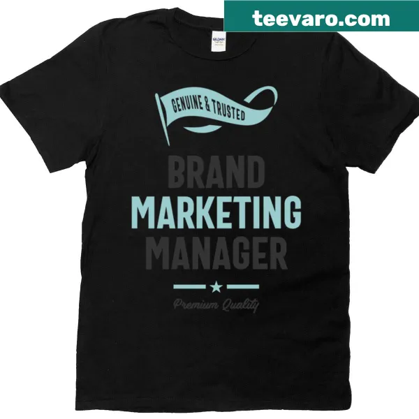 Professional T-shirt with 'Brand Marketing Manager' printed text.