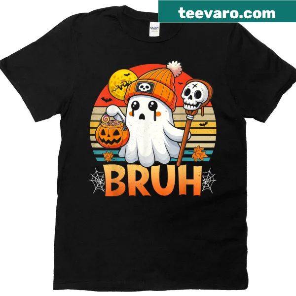 Cute ghost T-shirt with 'Bruh' text for kids