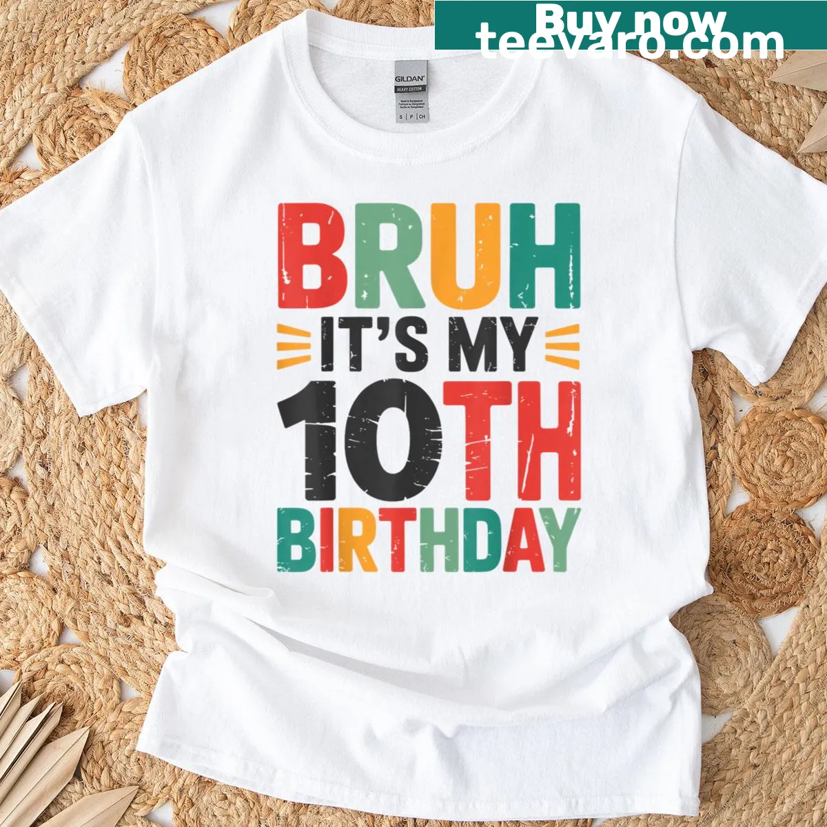 Funny birthday t-shirt for boys turning 10 years old. — on a men's t-shirt