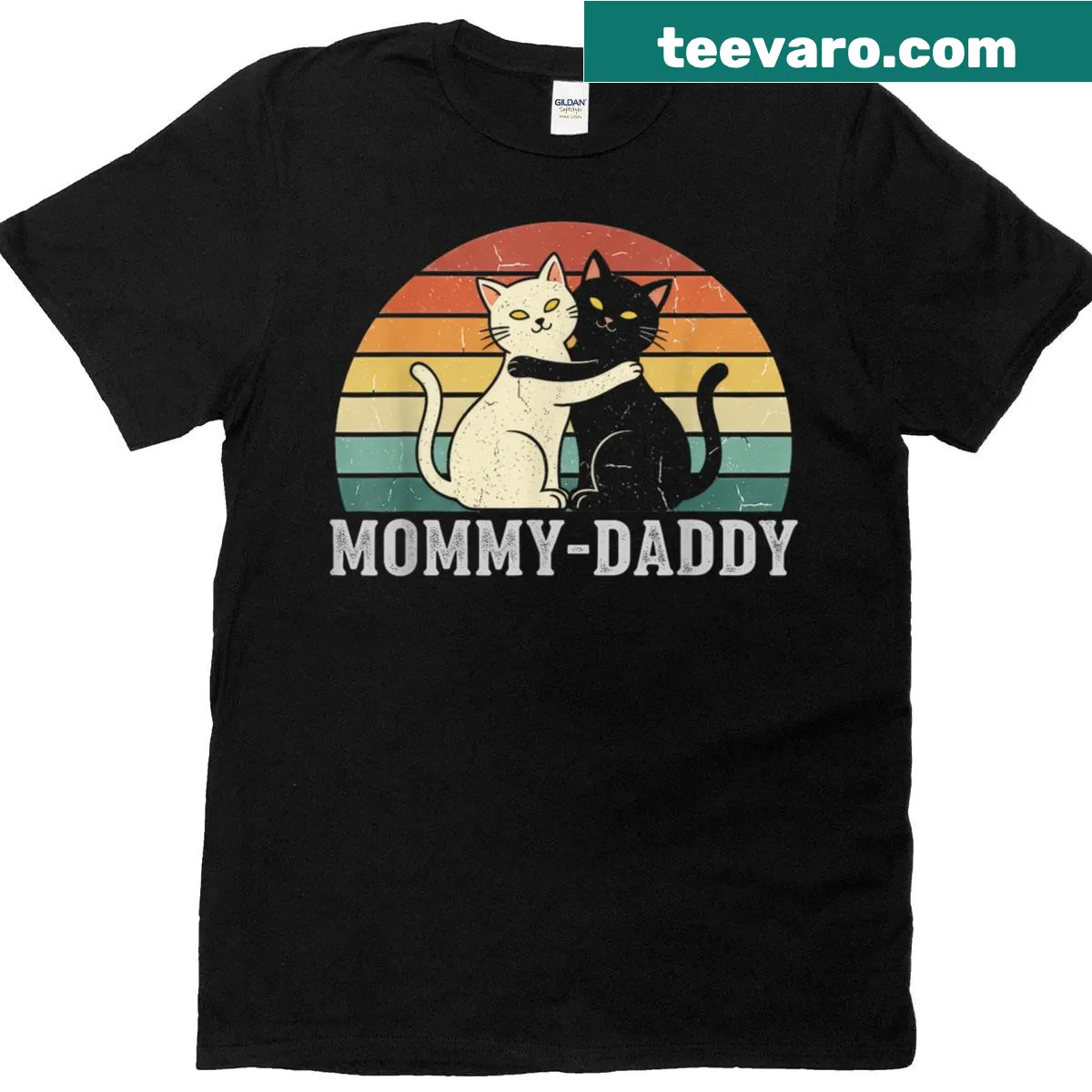 Vintage style t-shirt for cat parents with distressed text — on a men's t-shirt