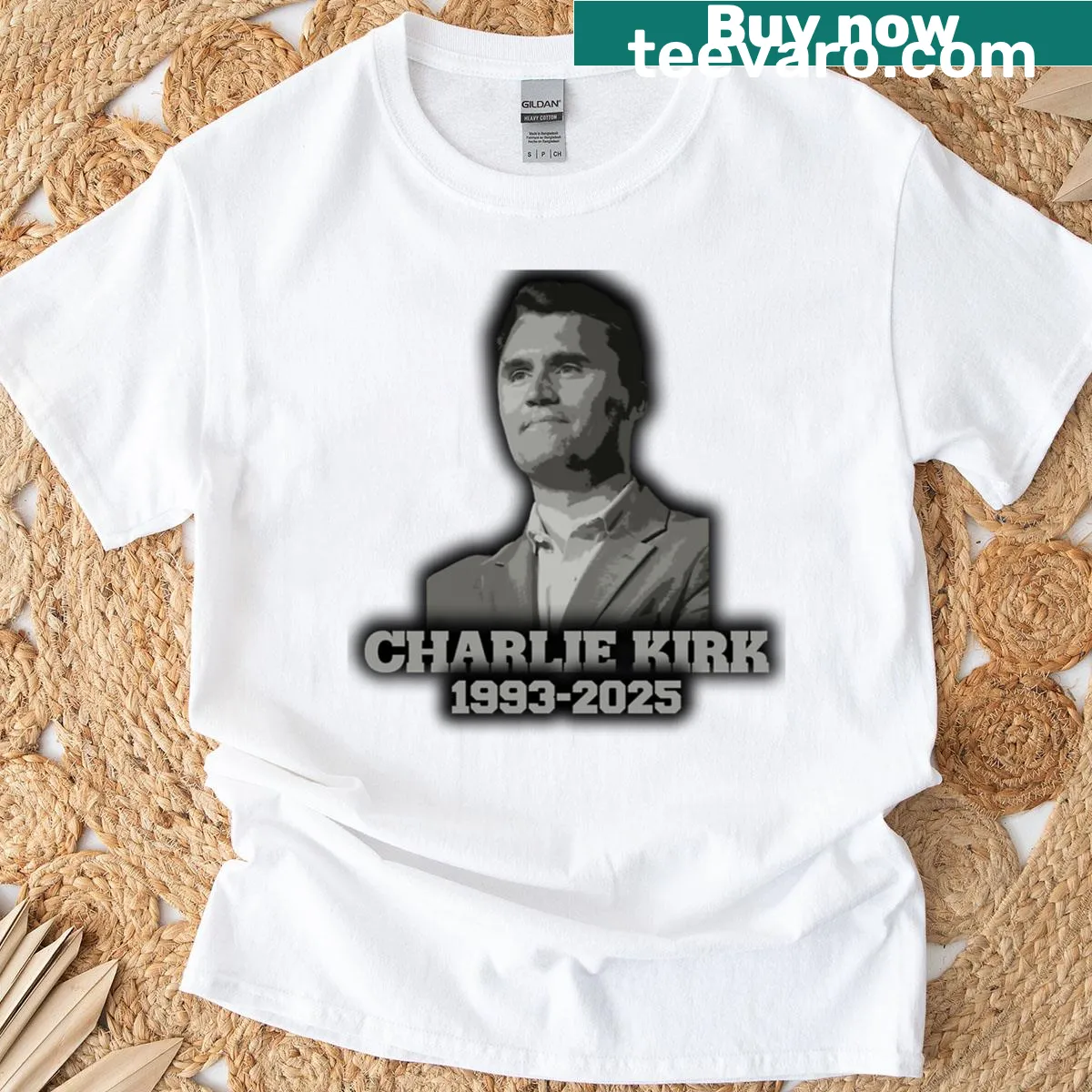 Tribute t-shirt with the message 'Rest In Peace' for Charlie Kirk — on a men's t-shirt
