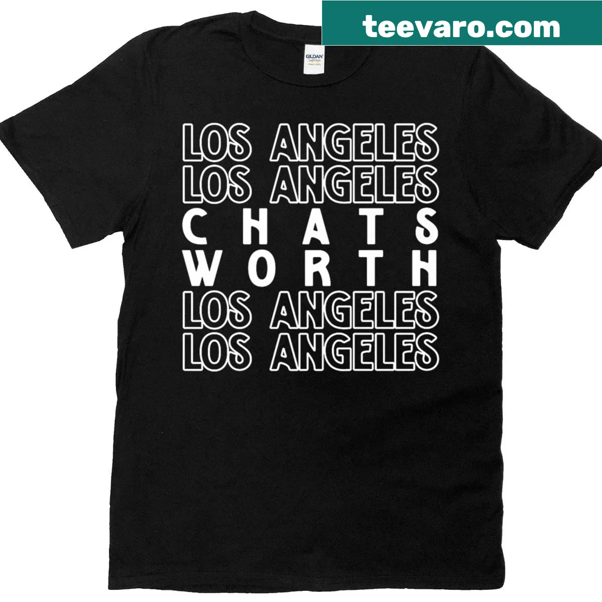 Chatsworth Los Angeles printed T-shirt featuring urban typography — on a men's t-shirt