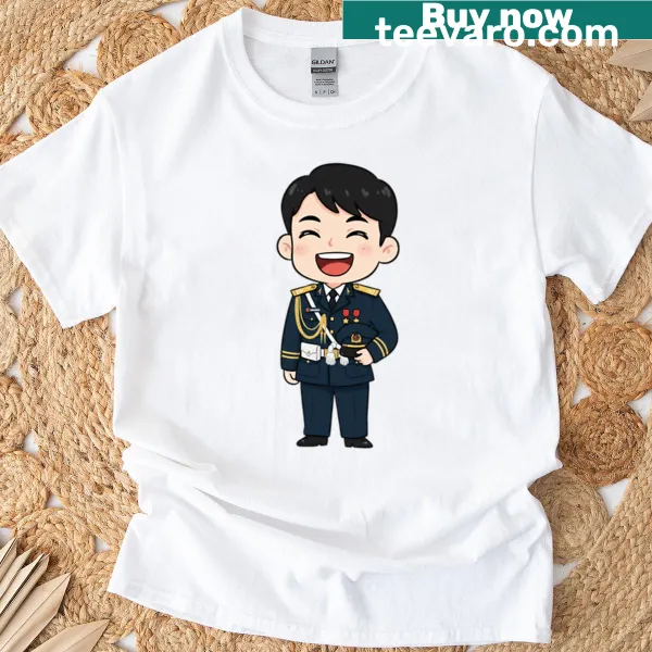 Chibi Vietnamese soldier illustration with a cute smile on t-shirt