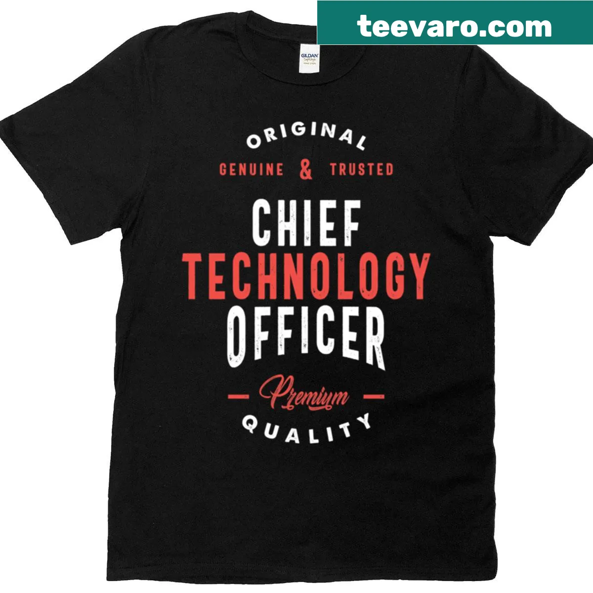 T-shirt featuring the title 'Chief Technology Officer' for tech professionals — on a men's t-shirt