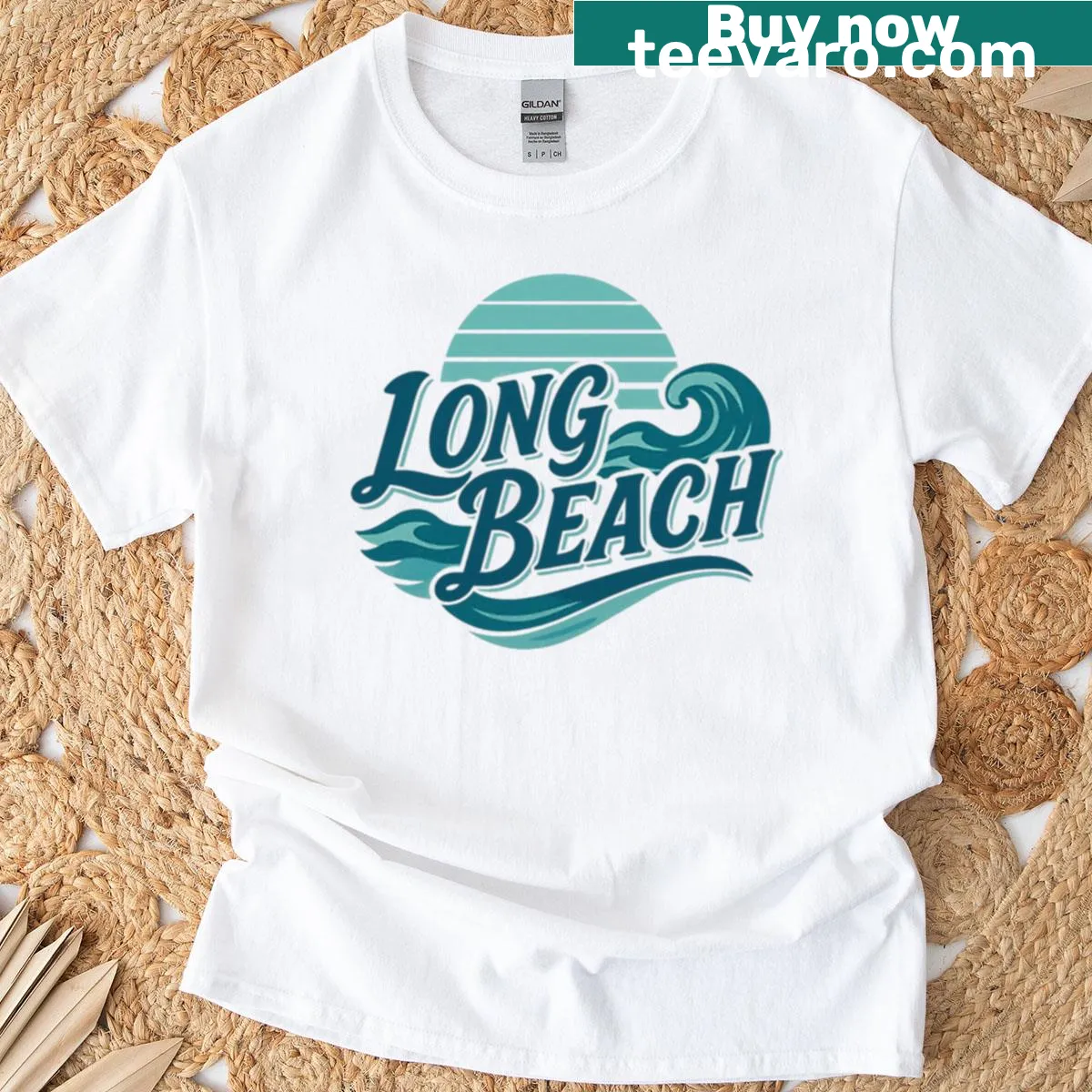 Vintage distressed Long Beach t-shirt evoking coastal vibes — on a men's t-shirt