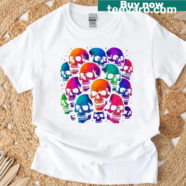 Variety of skull designs on T-shirt, unique and fun illustrations