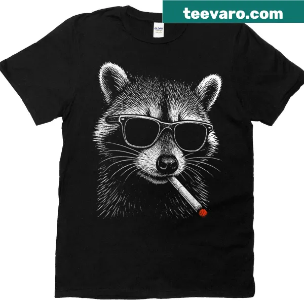 Funny raccoon cartoon T-shirt design