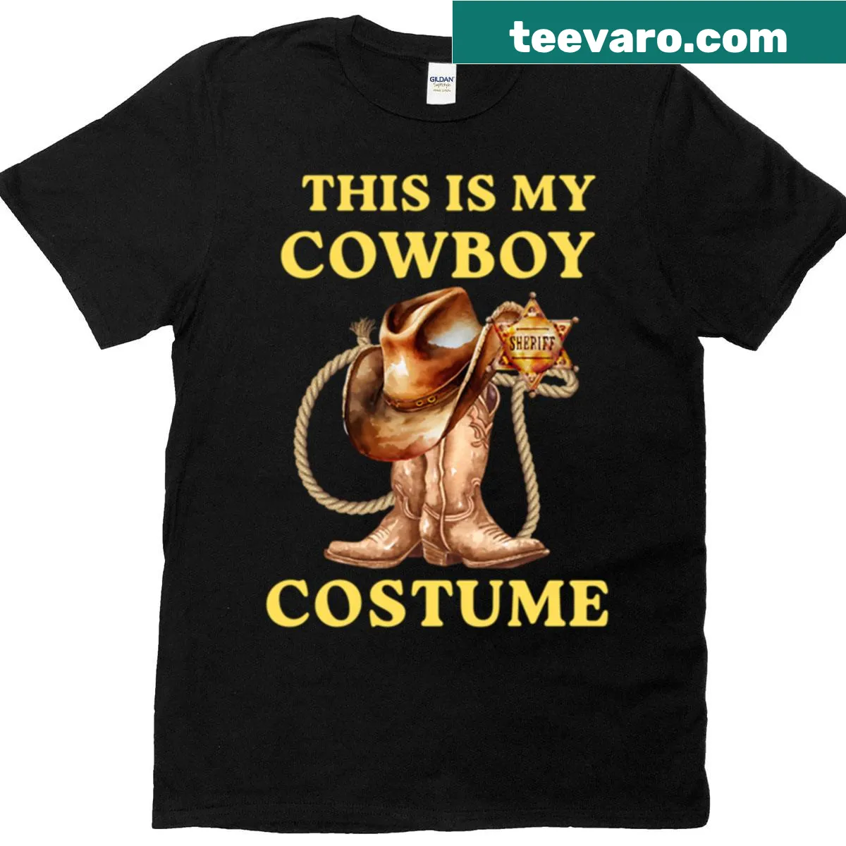 Cowboy themed t-shirt for men and women — on a men's t-shirt