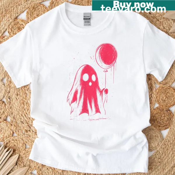 Cute pastel goth ghost holding balloon Halloween t-shirt